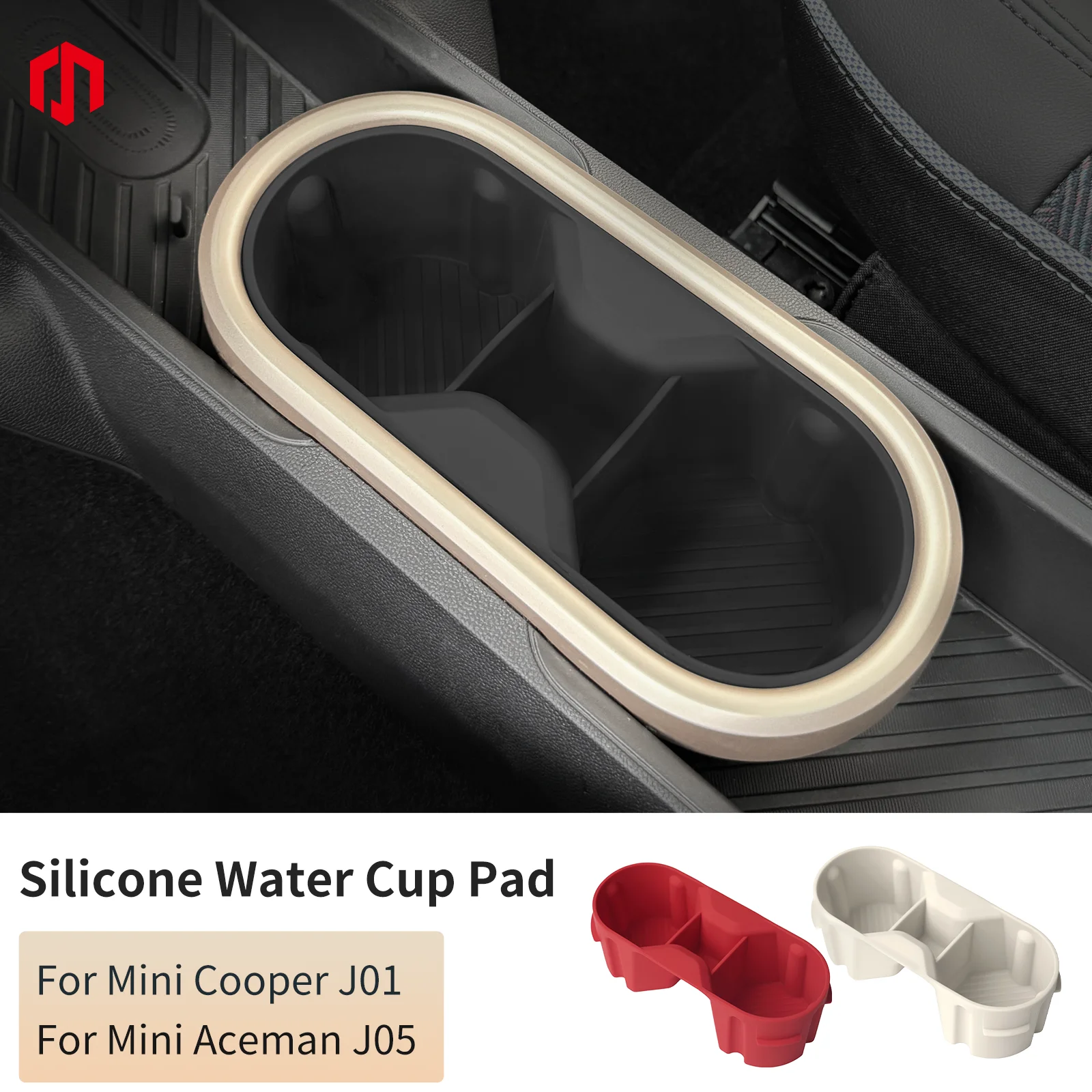 Car Water Cup Holder For Mini Cooper E/SE J01 EV Aceman J05 Center Console Silicone Organizer Insert Storage Box Car Accessories