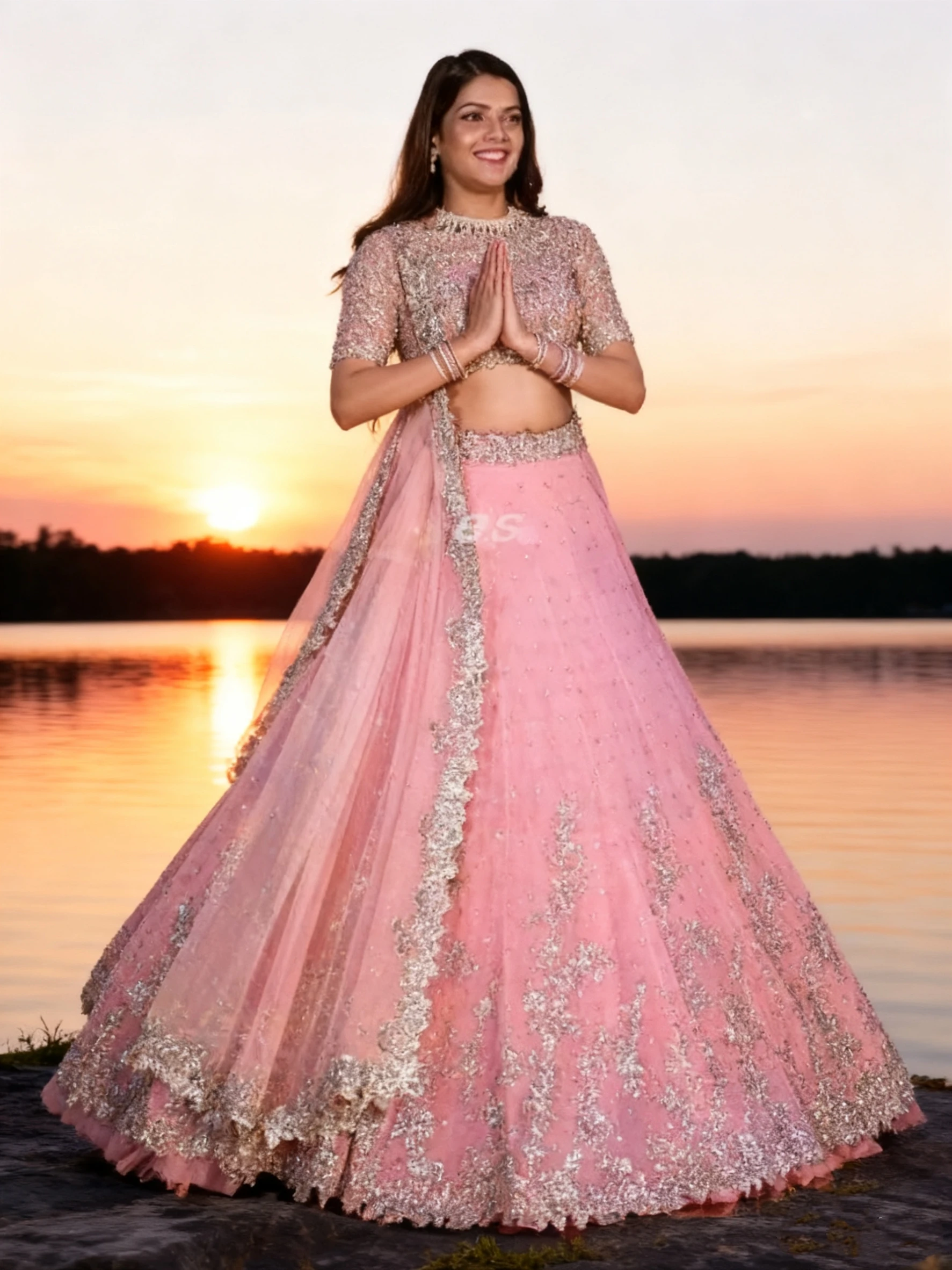 Customized Traditional Two Piece Pink Wedding Dresses with Wrap Lace Beaded applique muslim Indian Bridal Gowns vestido de noiva