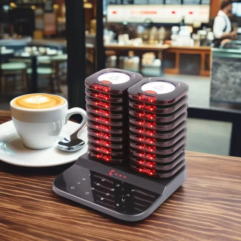 Wireless coaster pager with 20 queue pagers, suitable for coffee shops, restaurants, clinics, hospitals or food trucks
