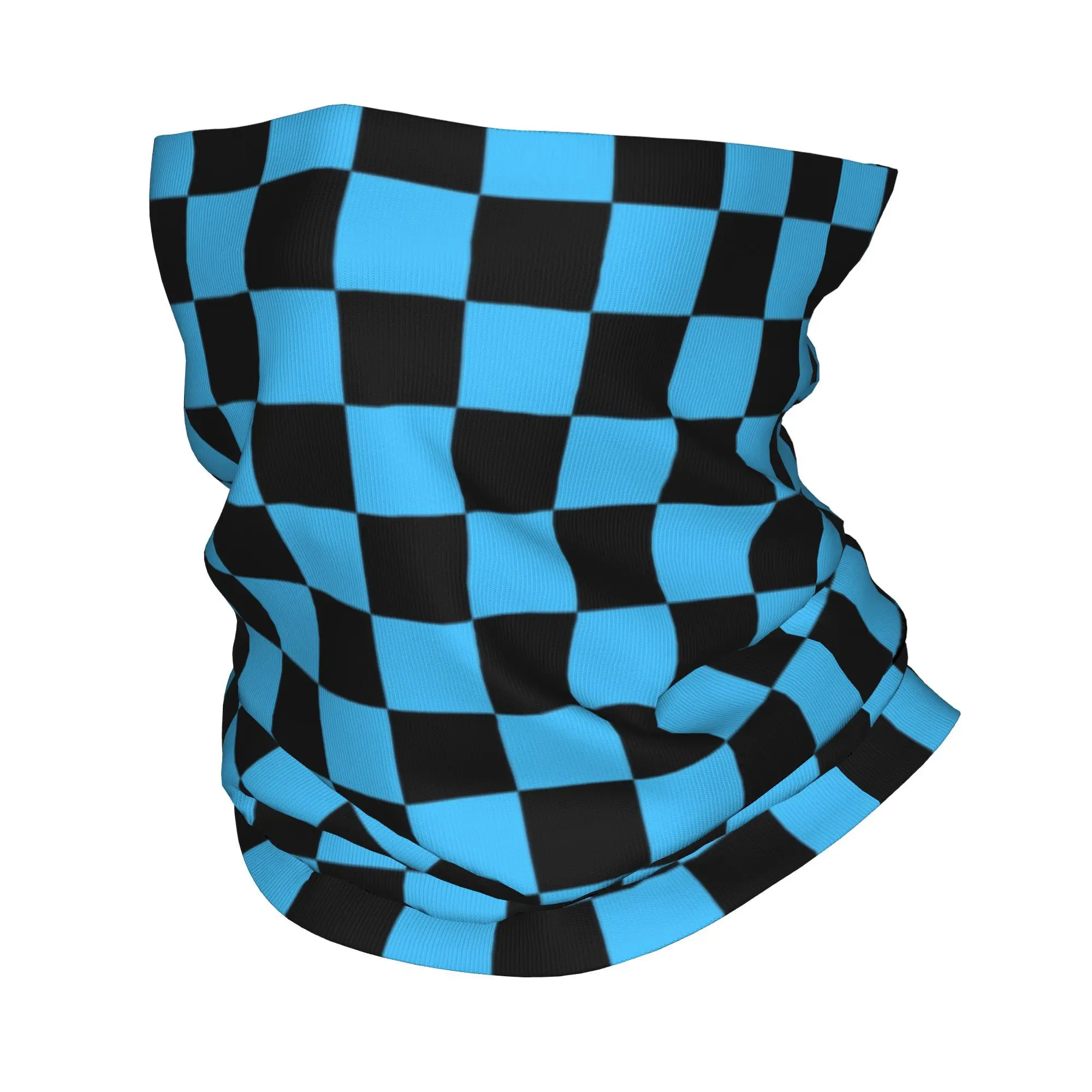 Benutzerdefinierte schwarz und blau Schachbrett Bandana Halsmanschette UV-Schutz Gesichtsschal Abdeckung Frauen Tartan Plaid Kopfbedeckung Tube Sturmhaube