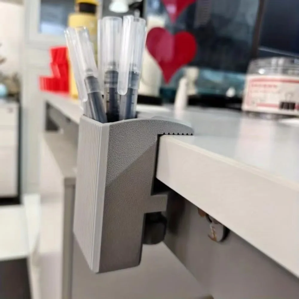 New Clip-On Desk Pen Holder Adjustable Hanging Pen Storage Box No-Drill Space-Saving Side Table Pencil Organizer For Office Home