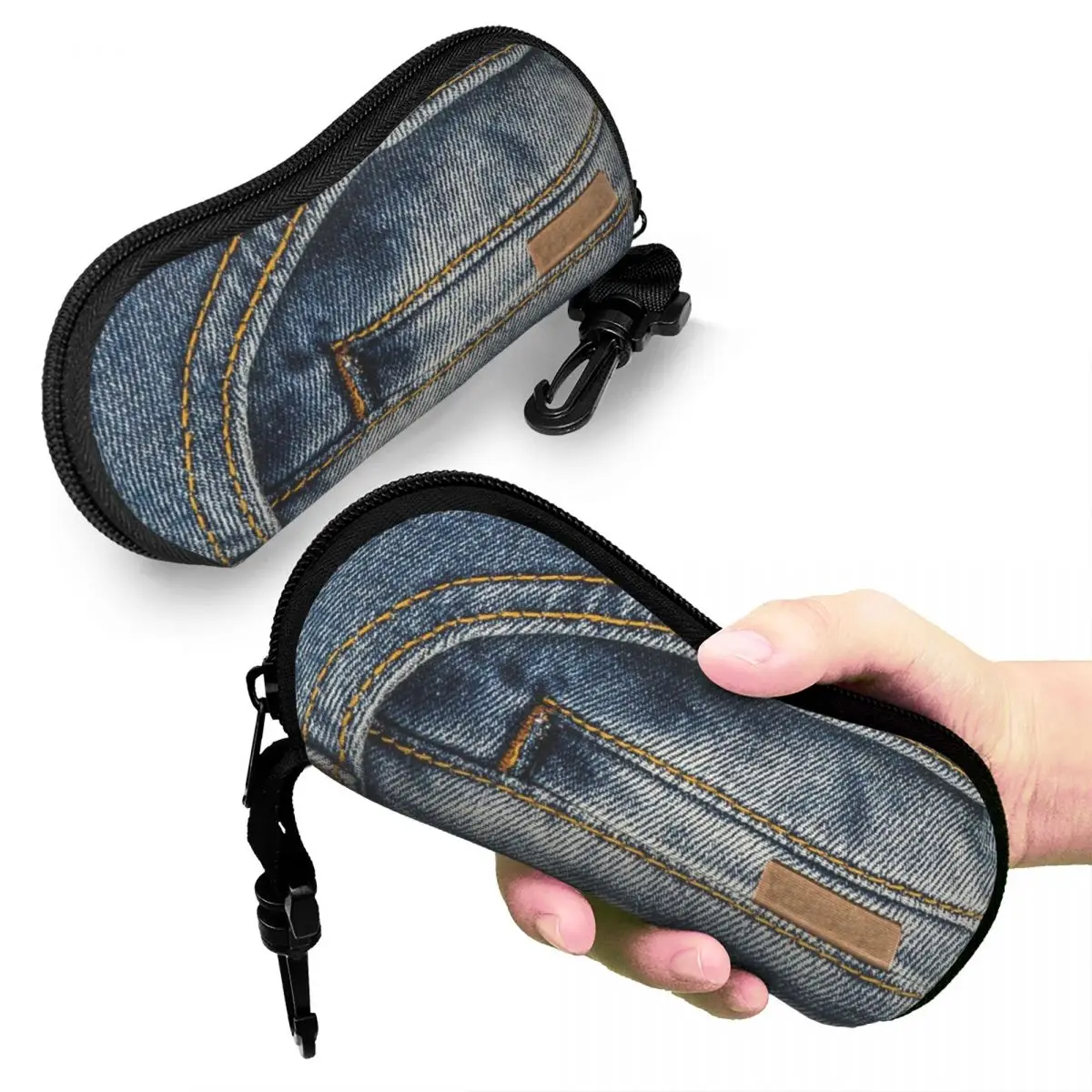 

Front Pocket I Love Bluejeans Denim Shell Glasses Case Protective Sunglasses Box Women Men Soft Eyeglass Bag Pouch