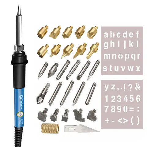 Wood Burning Kit Carving Pyrography Pen Kit 60W  Adjustable Temperature Soldering Iron Welding Wood Embossing Burning set