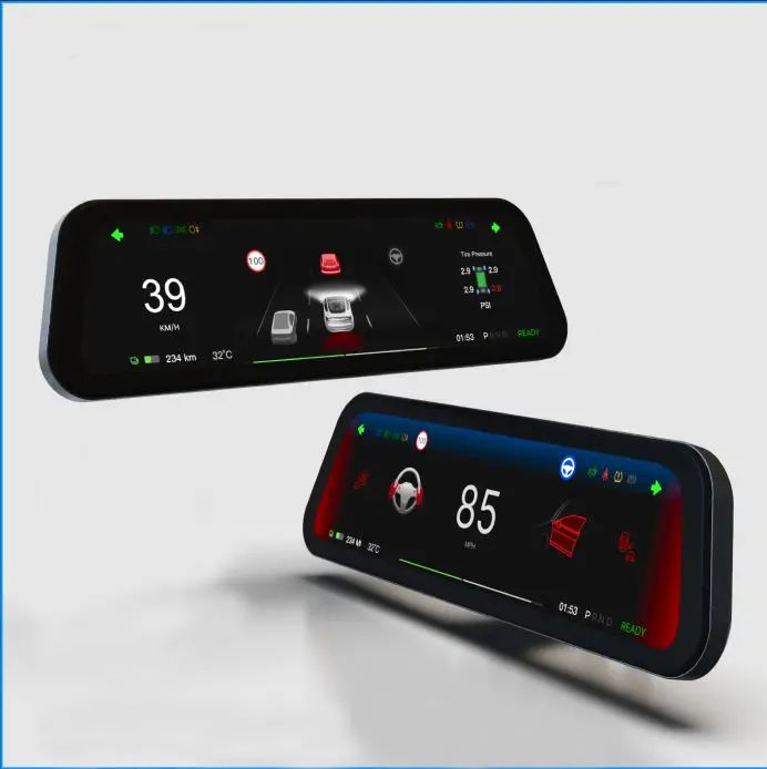 Heads up display para tesla modelo 3 y painel digital carplay android auto 9.66 Polegada tela ips auto hud velocidade de energia
