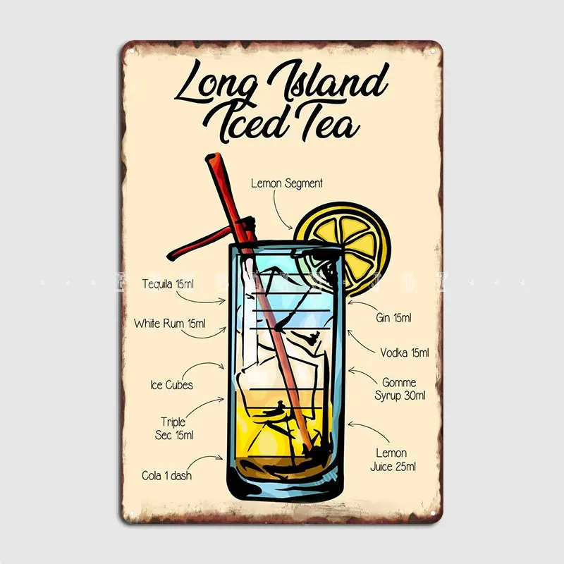 Long Island Ice Tea Recipe Metal Sign Cinema Kitchen Kitchen Decoration Poster Tin Sign Poster