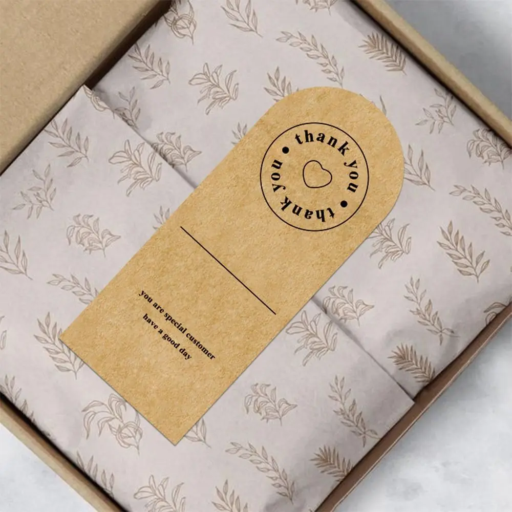 50PCS Kraft Paper Thank You Stickers Commodity Packaging Floral Pattern Wrapping Tags Event Party Supplies Sealing Labels