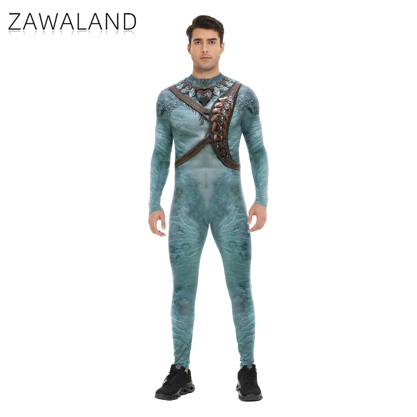 Costumi Cosplay Avatar Halloween Hero Stampa 3D Tuta per uomo Cerniera frontale Manica lunga Tuta Carnevale Party Outfit