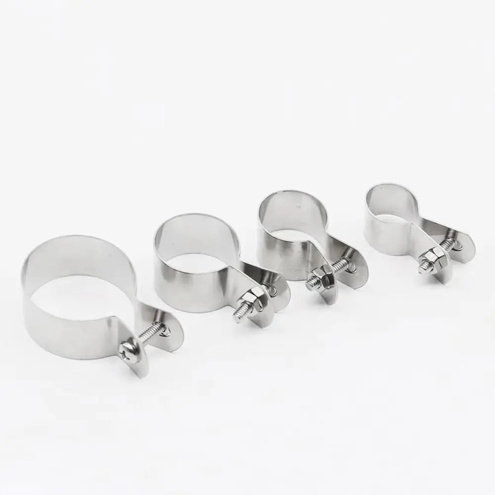 1Pcs New with Screws Nuts Hose Clamp 304 Stainless Steel Fastening Hardware Grounding Clip Dia 10mm-60mm Horseback Pipe Buckle
