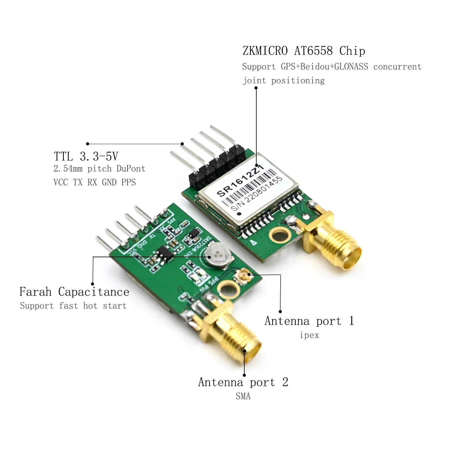 Imagem -04 - Módulo Gps de Três Modos com Antena Ativa Receptor Beidou Módulo Gnss Nmea para Arduino Raspberry pi Ttl Gnss Gnss 3.3v5v