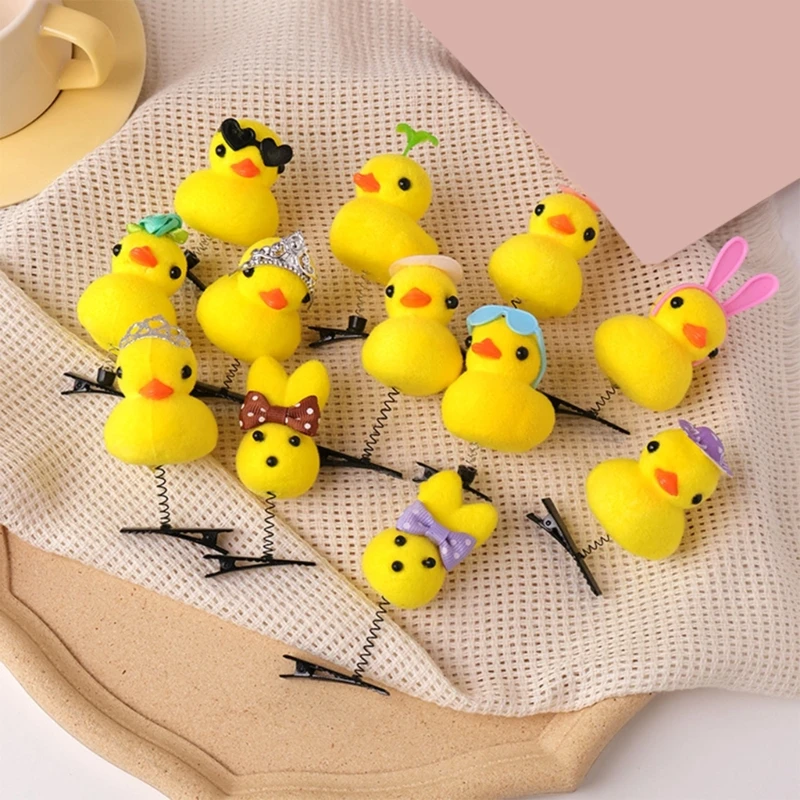 Birthday Party Hair Clip Kids Cartoon Yellow Duck Hairpin Child Side Clip 12PCS image 5
