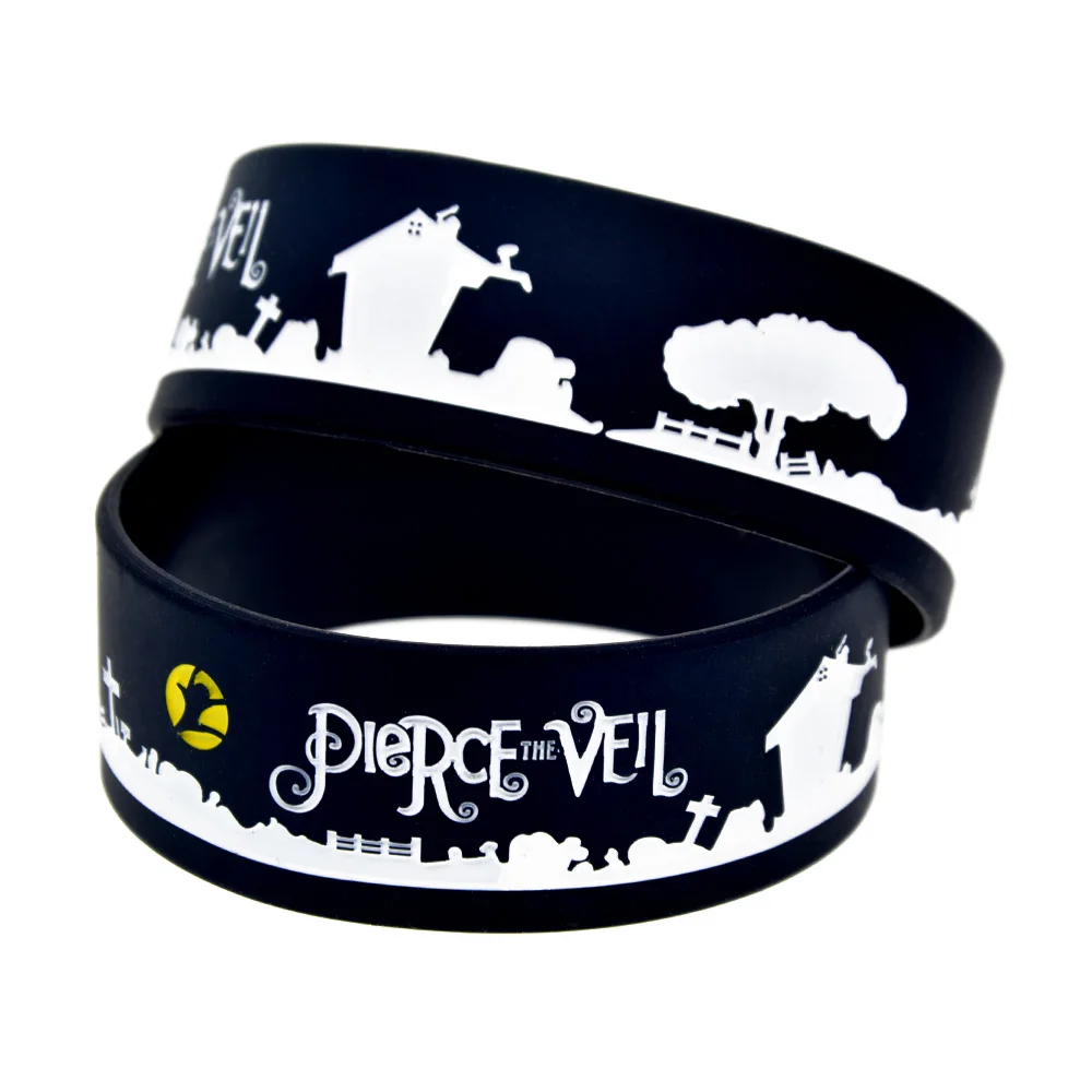 1 PC Pierce The Veil Silicone Bracelet 1 Inch Wide Bangle Men and Women Wristbands For Music Concert