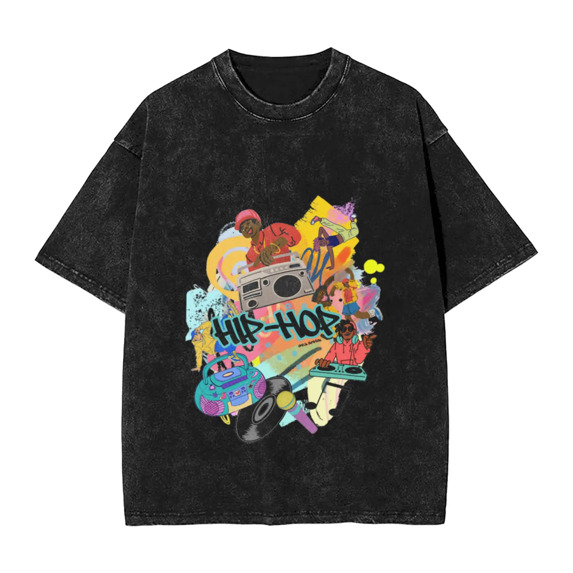 Hip-hop Medley Classic Chic A Washed T Shirt Men's Women's Oversized Cotton Tees Tops