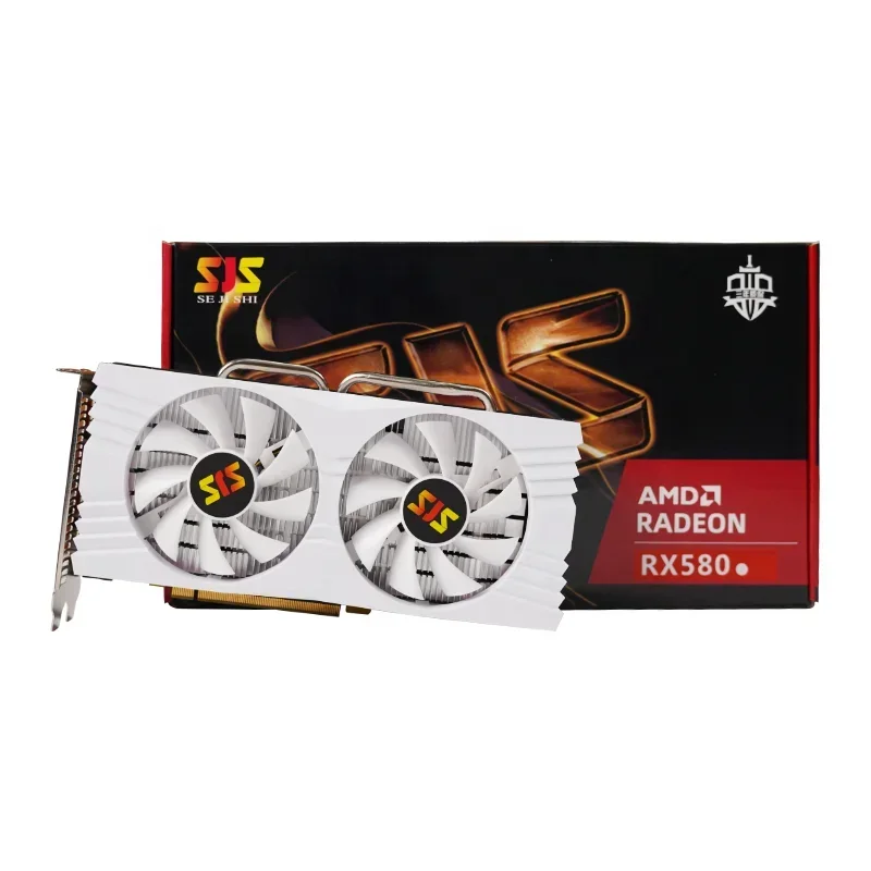 Wholesale RX 580 SJS White 8G GDDR5 PC Gaming AMD Radeon placa grafica RX580 8GB 2048SP