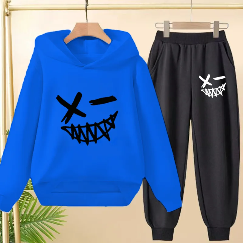 

Kids Clothing Evil Smile Print Sweatshirt Hoodie Coat Boy Girl Toddler 3-12Yrs Pullover Top+Pants Casual Fashion Sportswear Set