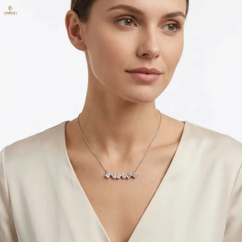S925 Silver 3.3ct Irregular Shaped Geometry VVS1 Princess-cut Marquise-cut Emerald Cut Oval-cut Moissanite Pendant  for Women