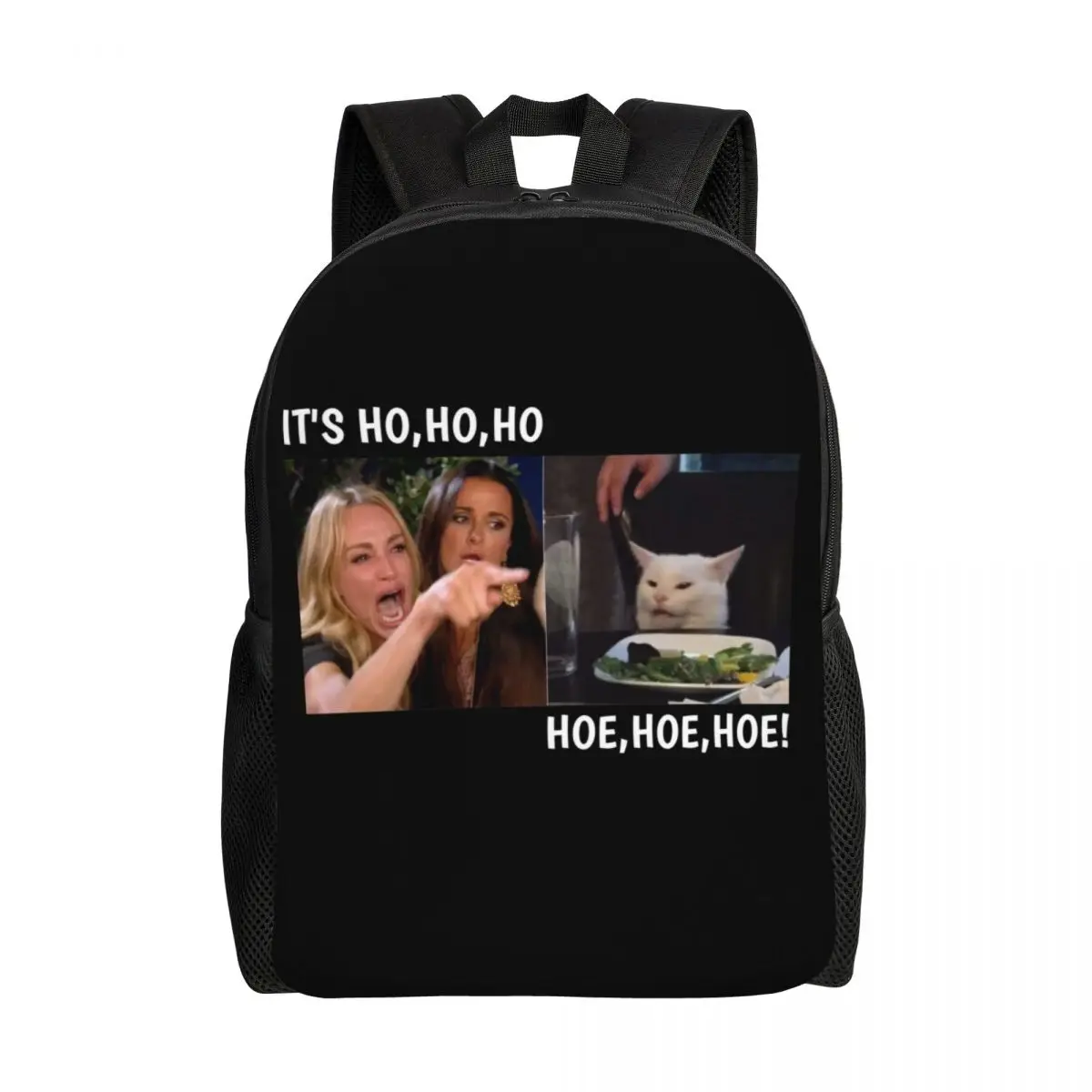 Woman Yelling At Confused Cat Meme Laptop Backpack Men Women Basic Bookbag for School College Students Bags