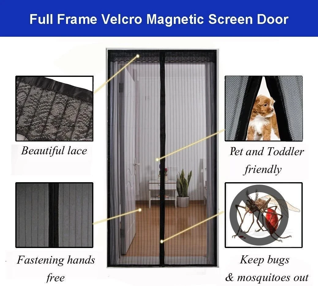 Schermo magnetico rinforzato porta tenda rete Anti insetto zanzariera zanzariera rete divisore parete pieghevole schermo