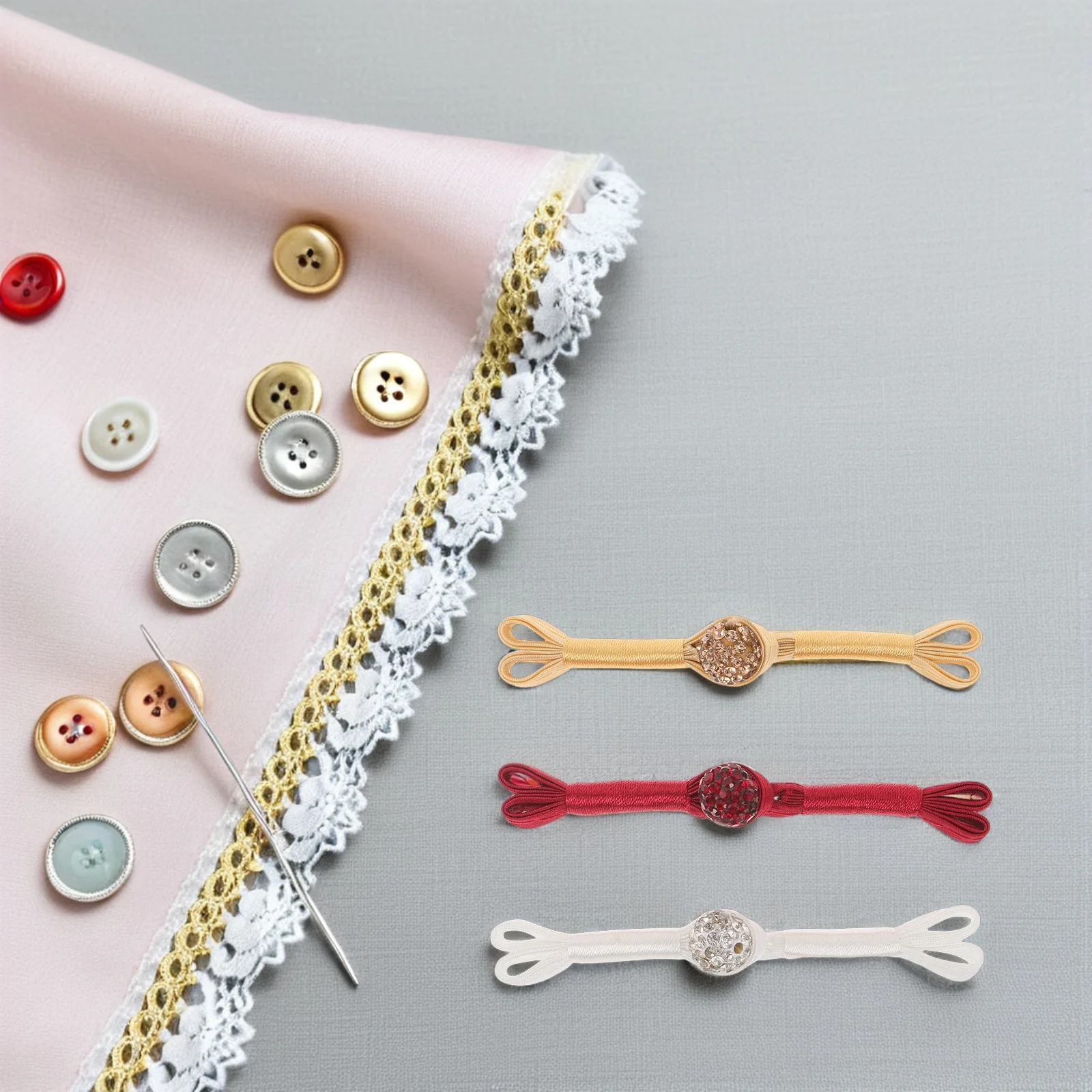 

15pcs Cheongsam Buttons Chinese Style Handmade Frog Closures Rhinestone Sewing Fasteners For Diy Clothing Dress Costume