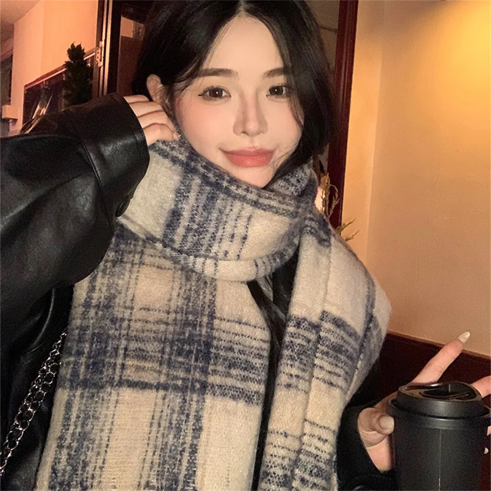 200*50cm Meradela Plaid Schal frauen Herbst Winter Verdickt Imitation Kaschmir Student Warme Paar Schal Große Schal decke