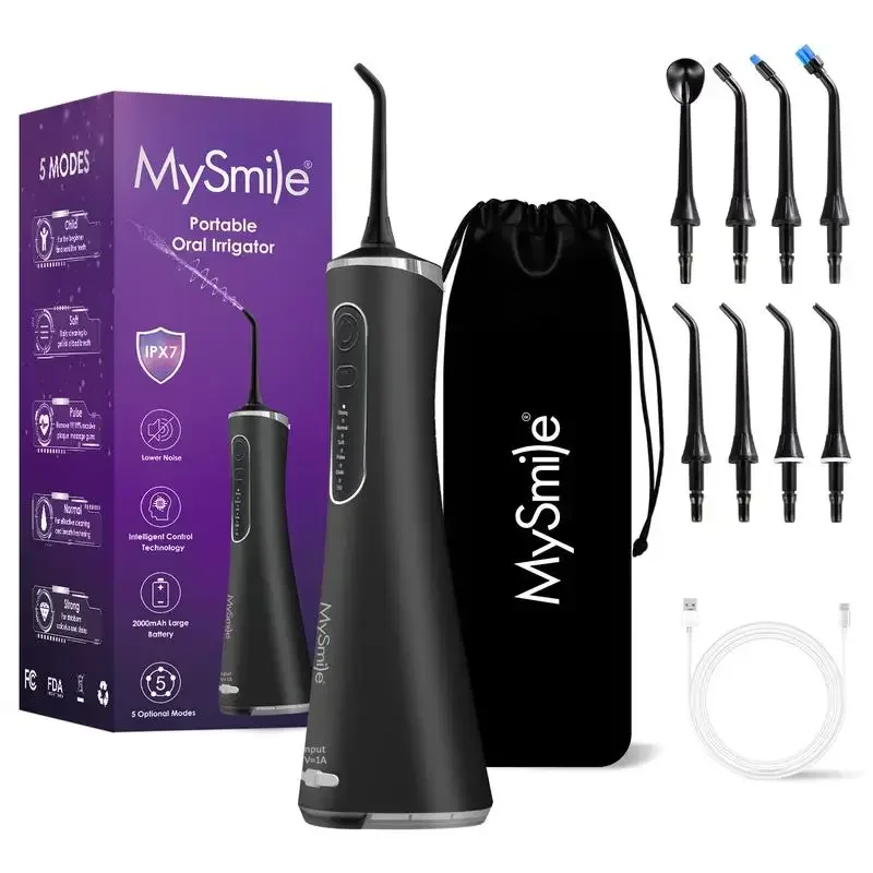 

MySmile Cordless Select (LP211) Ирригатор для полости рта Водяная ирригатор с резервуаром для воды на 260 мл 5 режимов чистки 8 струйных наконечников