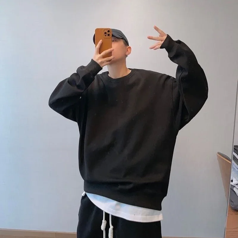 

Свободный черный плюс большой размер Мужской пуловер в американском стиле Предложения одежды Новый теплый без бренда Роскошный мужской свитшот высокого качества