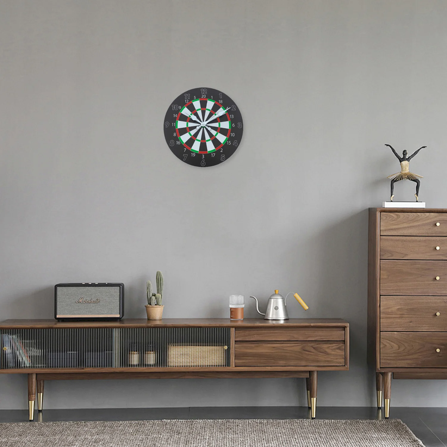 Personalized Dart Target Pattern Wooden Wall Clock for Living Room, Bedroom, Kitchen, Home Decoration, Silent Quartz Clock, Holiday Gift, 10 Inches,