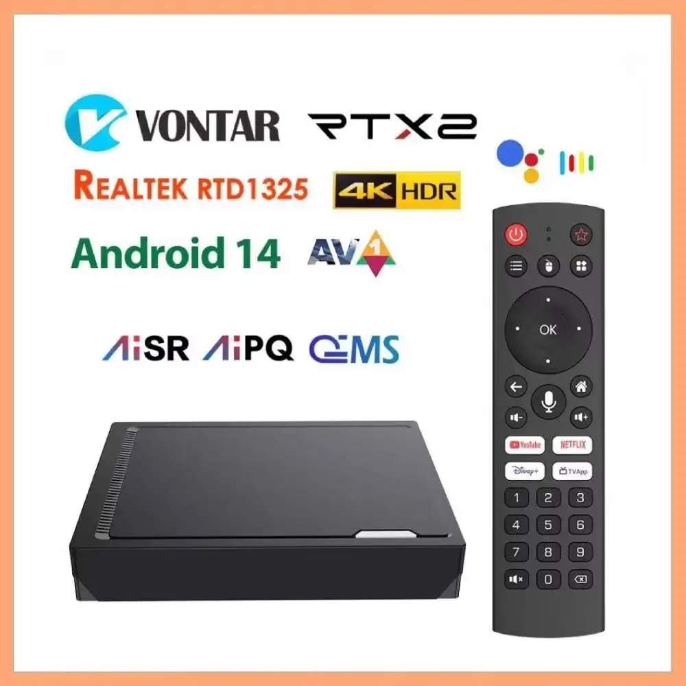 فك التشفير أندرويد 14.0 RT-X2 أندرويد 14 TV Box Realtek1325 CPU دعم AI-PQ AI-SR 1000M 2T2R Wifi5 BT5.2 مشغل الوسائط #1