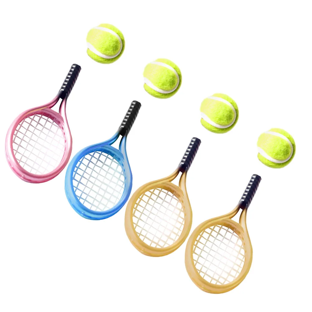 1 مجموعة مضرب تنس صغير المفاتيح مصغرة زخرفة الحرفية ديكور ألعاب بلاستيكية اكسسوارات المنزل مجموعة صغيرة مقلد الرياضة #6