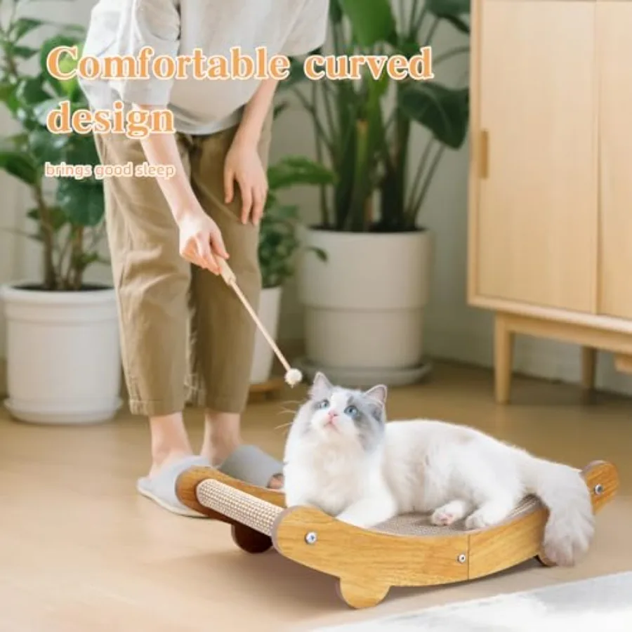 Sisal-Katzenkratzer, Bettform, U für Katzen im Innenbereich, Hängematte zum Kratzen, große Katzen-Lounge mit Holzmöbelschutz, Ausweis