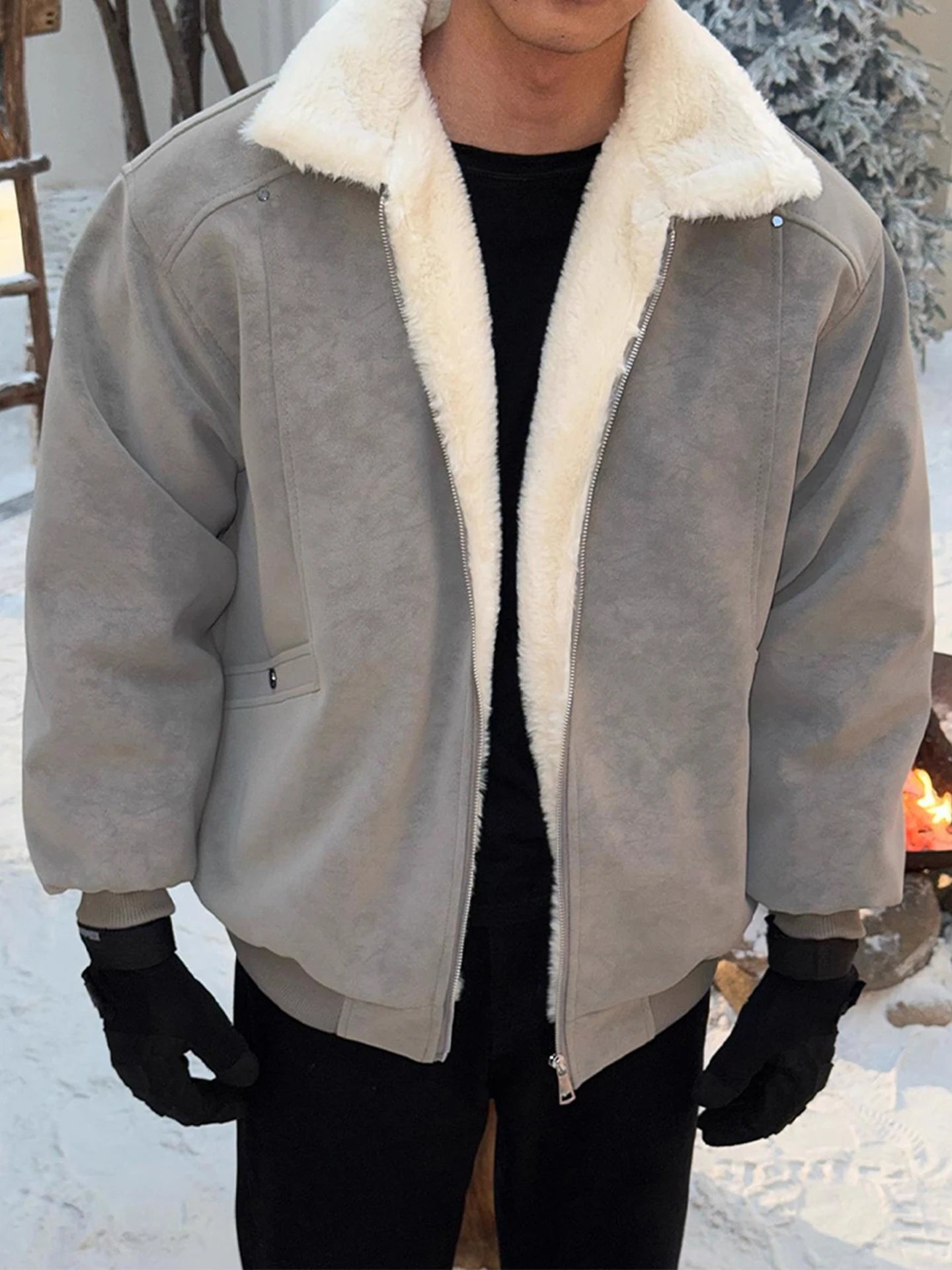 Thiened Warmth Cappotto invernale da motociclista Jaet da uomo in velluto di agnello e cotone con Fce Youth Trendy Loose Fit Long Sve