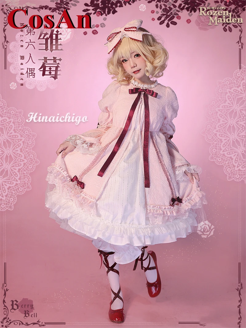 CosAn Anime Rozen Maiden Hinaichigo Cosplay Costume Sweet Pink Dolls Gothic Lolita Dress Activity Party Role Play Clothing