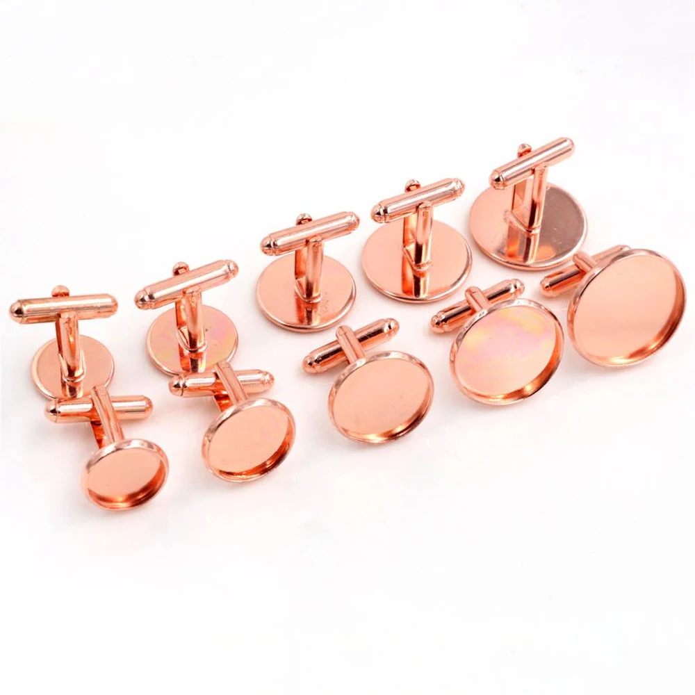 10pcs Plated Copper Cufflink Base Settings, 6 Colors