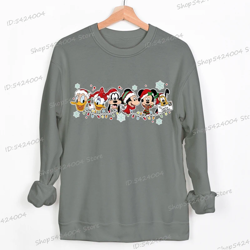 أنيمي عيد الميلاد ميكي ماوس طباعة الصوف بلوزات النساء الرجال الخريف والشتاء مريحة البلوز Crewneck الملابس النسائية
