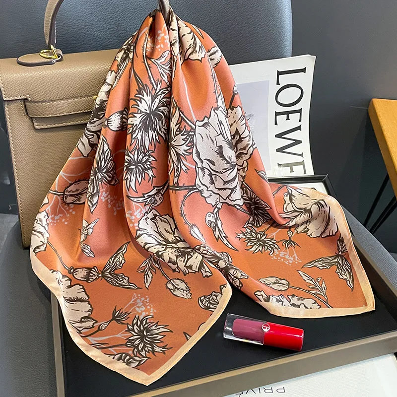 Square Headband New 100% Real Silk Scarf for Women Design Hair Ribbon Luxury Brand Ladies Wrap Neckerchief Fashion Shawl Bandana
