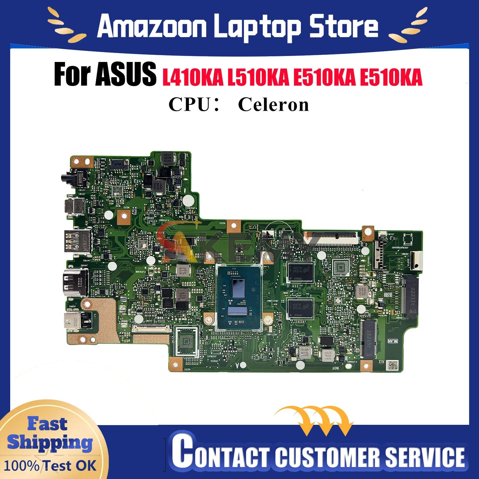 

E510KA Laptop Motherboard For ASUS EeeBook E510K L410KA L510KA E510KA Notebook Mainboard With Celeron CPU tests OK fast shipping