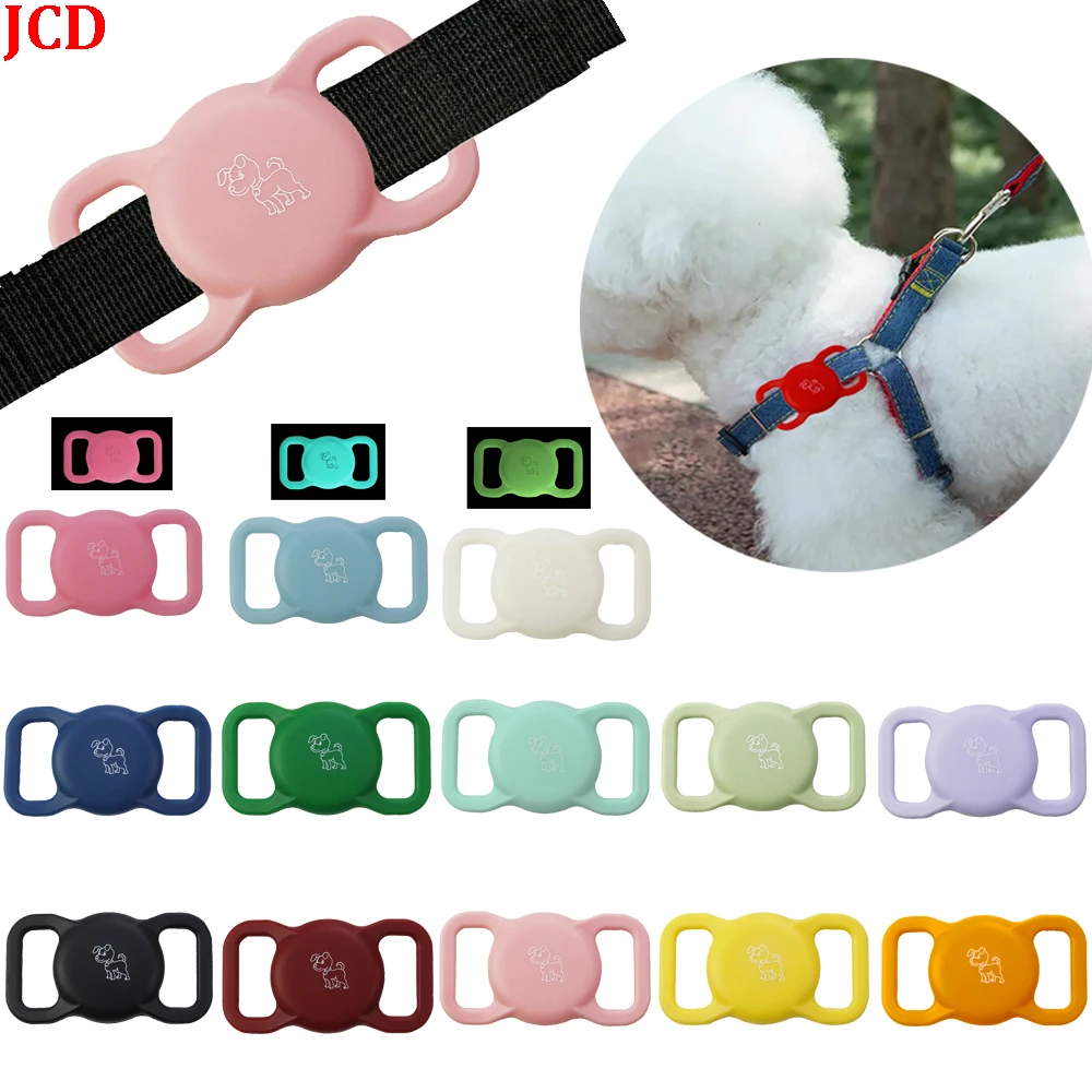 1 pz applicabile Airtag collare per animali domestici in Silicone Anti perdita localizzatore per cani e gatti colore protezione luminosa manicotto