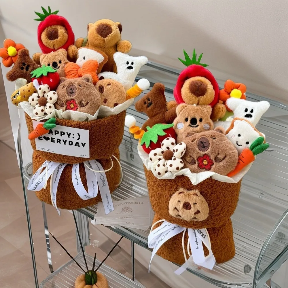 

Cute Kapybara Plush Doll Bouquet Cartoon Creative Plush Toys Bouquets Pink Brown Home Decor Stuffed Anime Doll Christmas Gifts