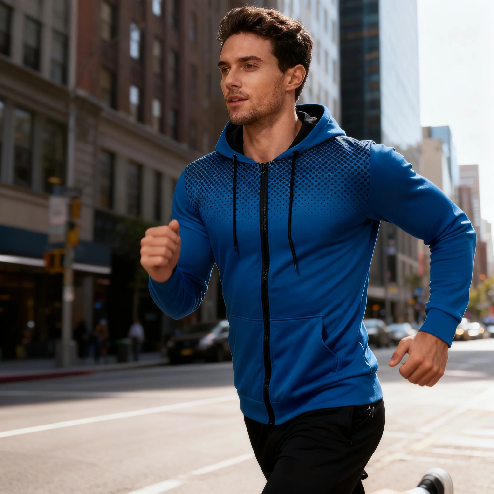 

Мужская базовая толстовка на молнии — толстовка с длинными рукавами из мягкой ткани для бега в тренажерном зале, повседневная повседневная одежда