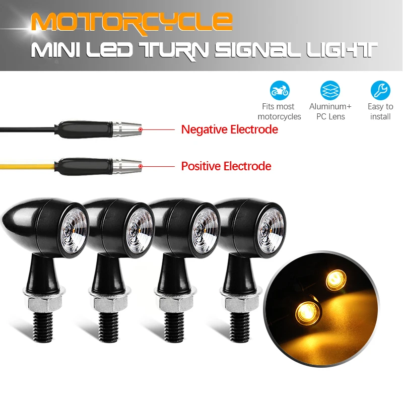 

LED Motorcycle Turn Signal LED Turn Signal Motorcycle Light 8mm Mini Bullet LED Turn Signal Moto For Bobber Cafe Racer