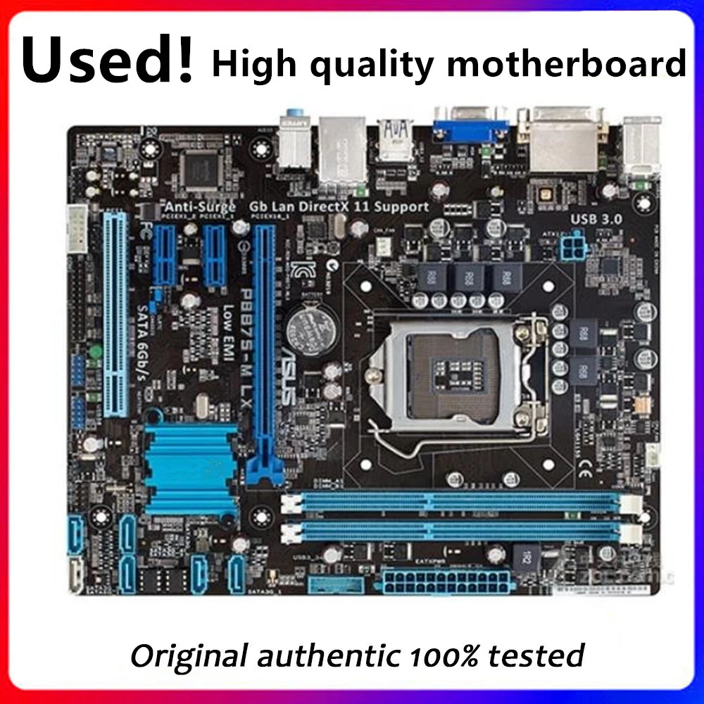 For ASUS P8B75-M LX Computer Motherboard LGA 1155 DDR3 For Intel B75 P8B75 Desktop Mainboard  SATA II PCI-E X16 Used