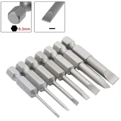 7 Uds. Punta de destornillador de punta ranurada de cabeza plana de 50mm puntas de destornilladores magnéticos hexagonales de 1/4 pulgadas herramientas manuales SL1.6 2,0 2,5 3,0 4,0 5,0 6,0