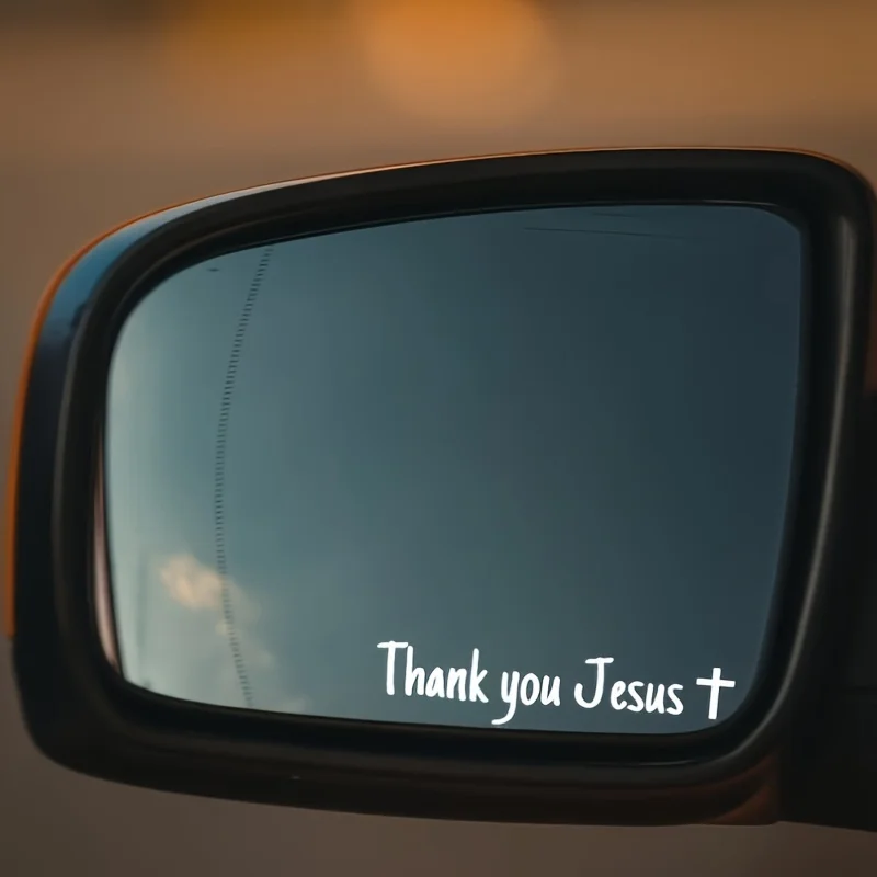 

2Pcs "Thank You Jesus" Mirror Decals, Christian Car Stickers with Cross Symbol
