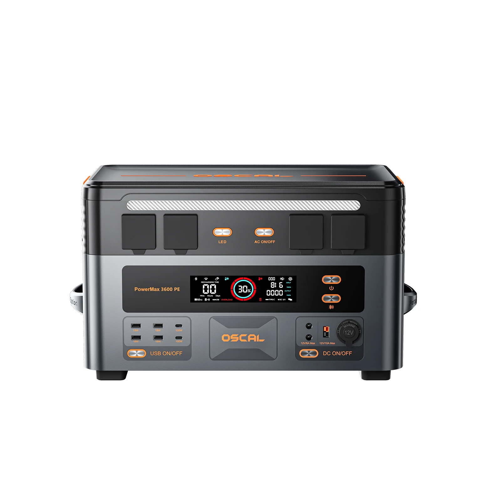 OSCAL Off-Grid 3600W Tragbare Powerstation Solarsystem MPPT Fernbedienung LiFePO4 Batterie 2016Wh Smart App-Steuerung & Überwachung PowerMax 3600PE Solargenerator