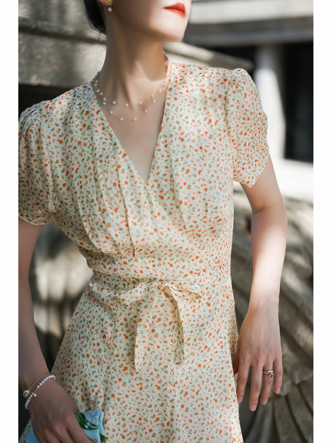 

Женское платье-халат Miaou Boutique из атласа с цветочным принтом в стиле ретро, с завышенной талией, для весны, лета и осени