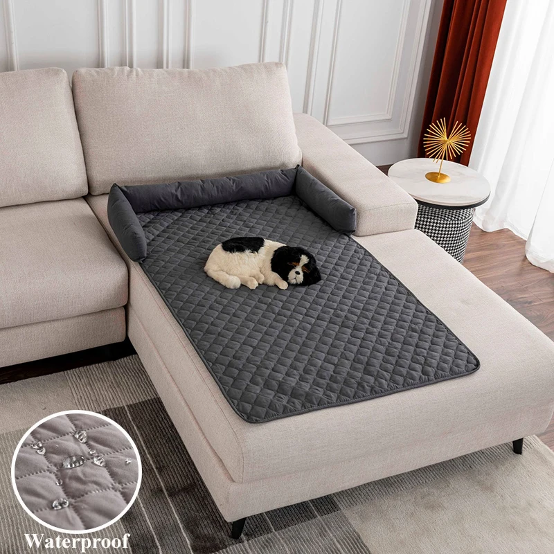 

Pet Sofa Bed, Slip Resistant, Waterproof, Washable Couch Protector with Bolster Cushions, Furniture Cover for Dogs Cats