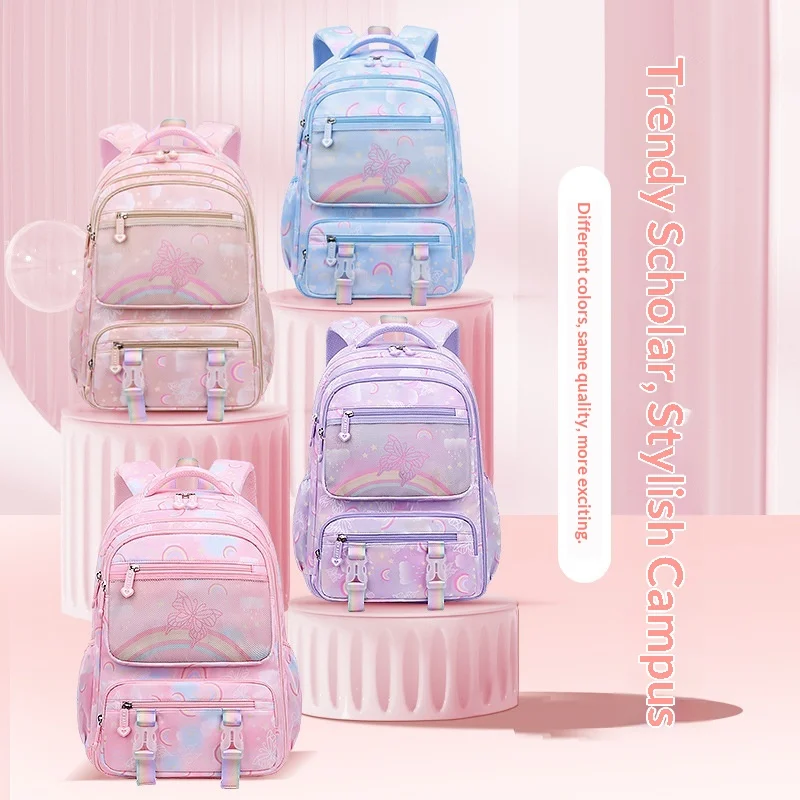 Kid Backpack for Girl Rainbow Butterfly Children Bookbag School Bag Primary School Backpack for Traveling Waterproof Mochilas