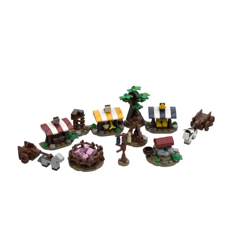 

Модифицированная MOC-модель средневекового рынка, детали для расширения винтажного рынка для диорамы сцены замка