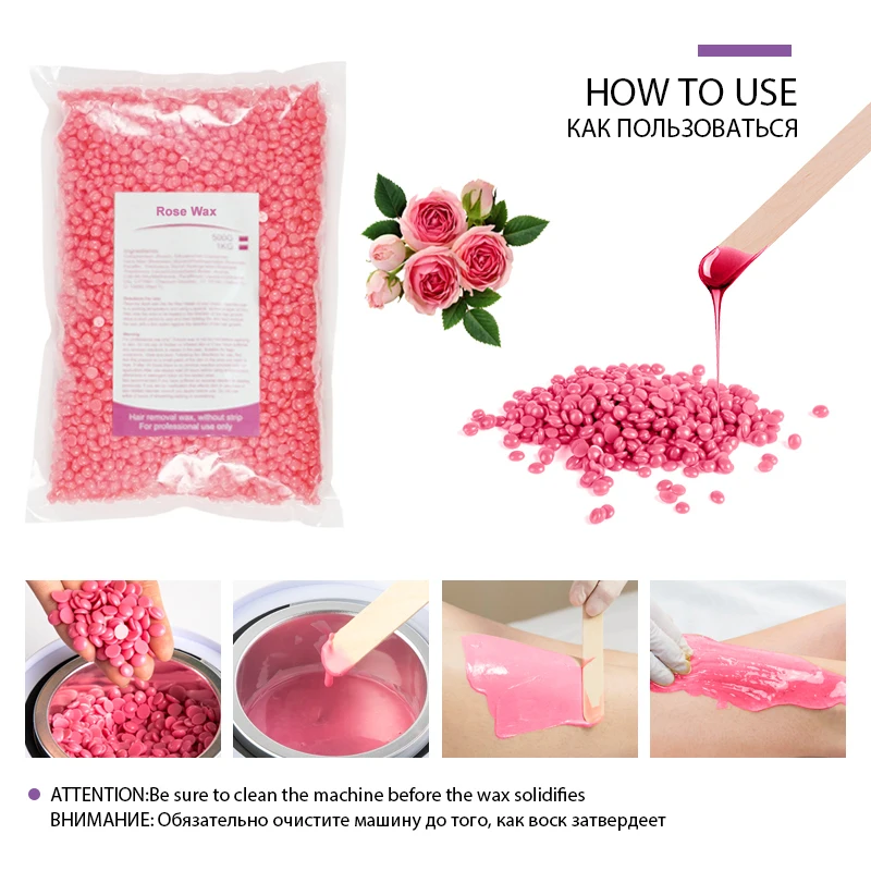 300/500g  Hard Wax Beads  Painless Hair Removal Depilatory Hard Wax Beans for Home Whole Body  Beauty Salon Waxing Accessories view 4
