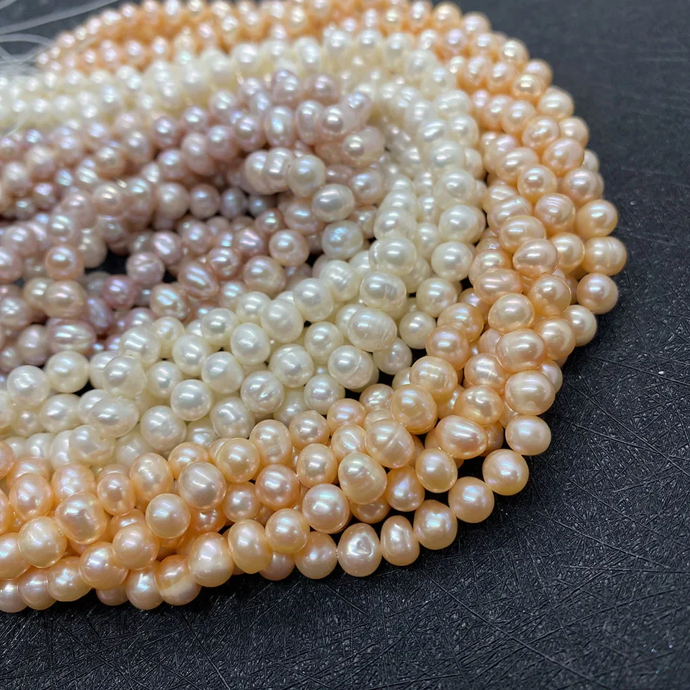 Grade AA High-quality Pearl Beads 100% Real Natural Freshwater White Nearly Round Beads Jewelry Making DIY Necklace Earrings