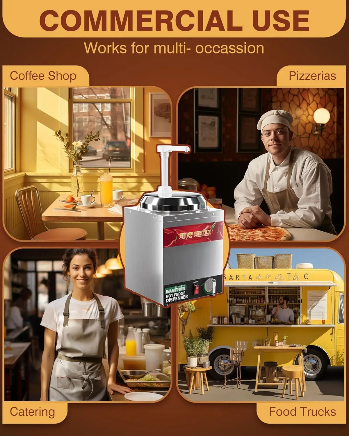 موزع جبنة ناتشو مع مضخة، موزع كراميل الجبن التجاري 2.2 كيو تي من الفولاذ المقاوم للصدأ، مع تعديل درجة الحرارة بمستوى 5